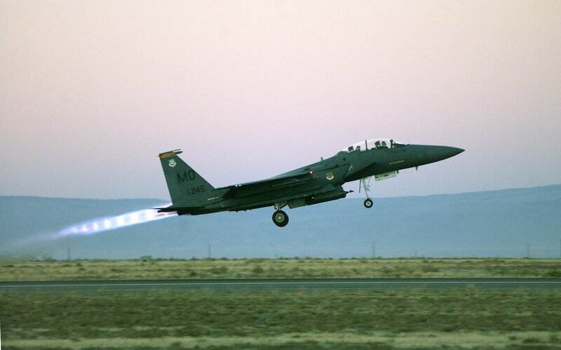 F-15 fighter jet taking off