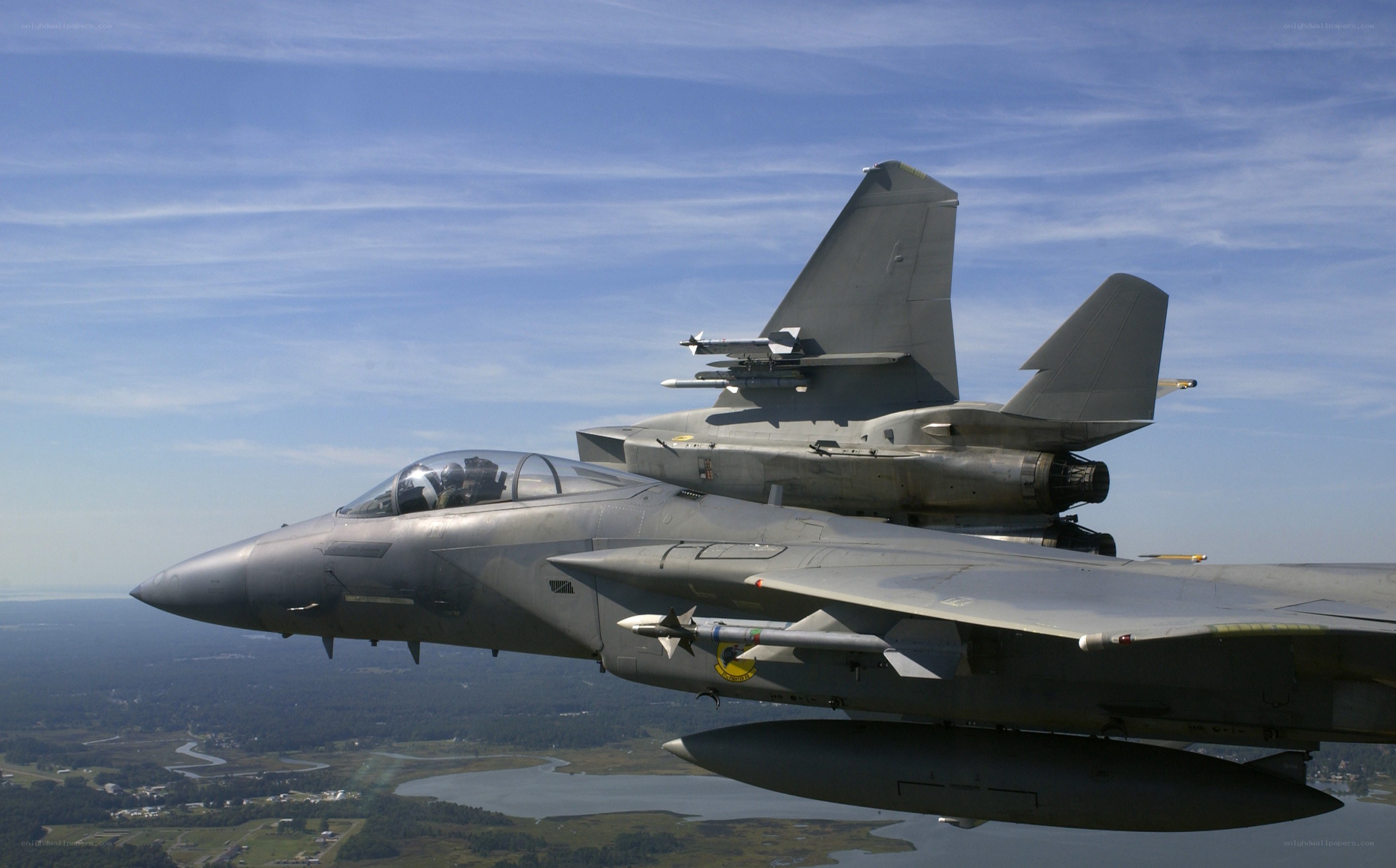 F-15 fighter jets in flight
