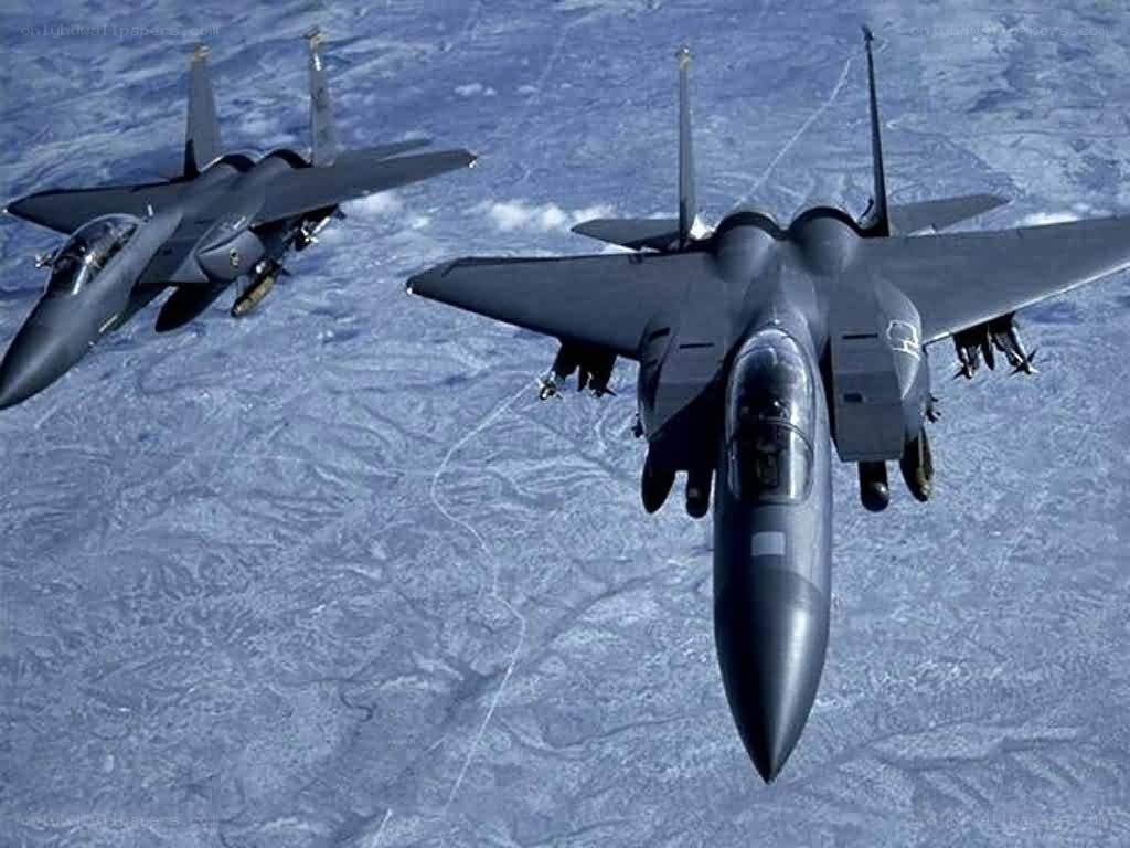 F-15 fighter jets in flight