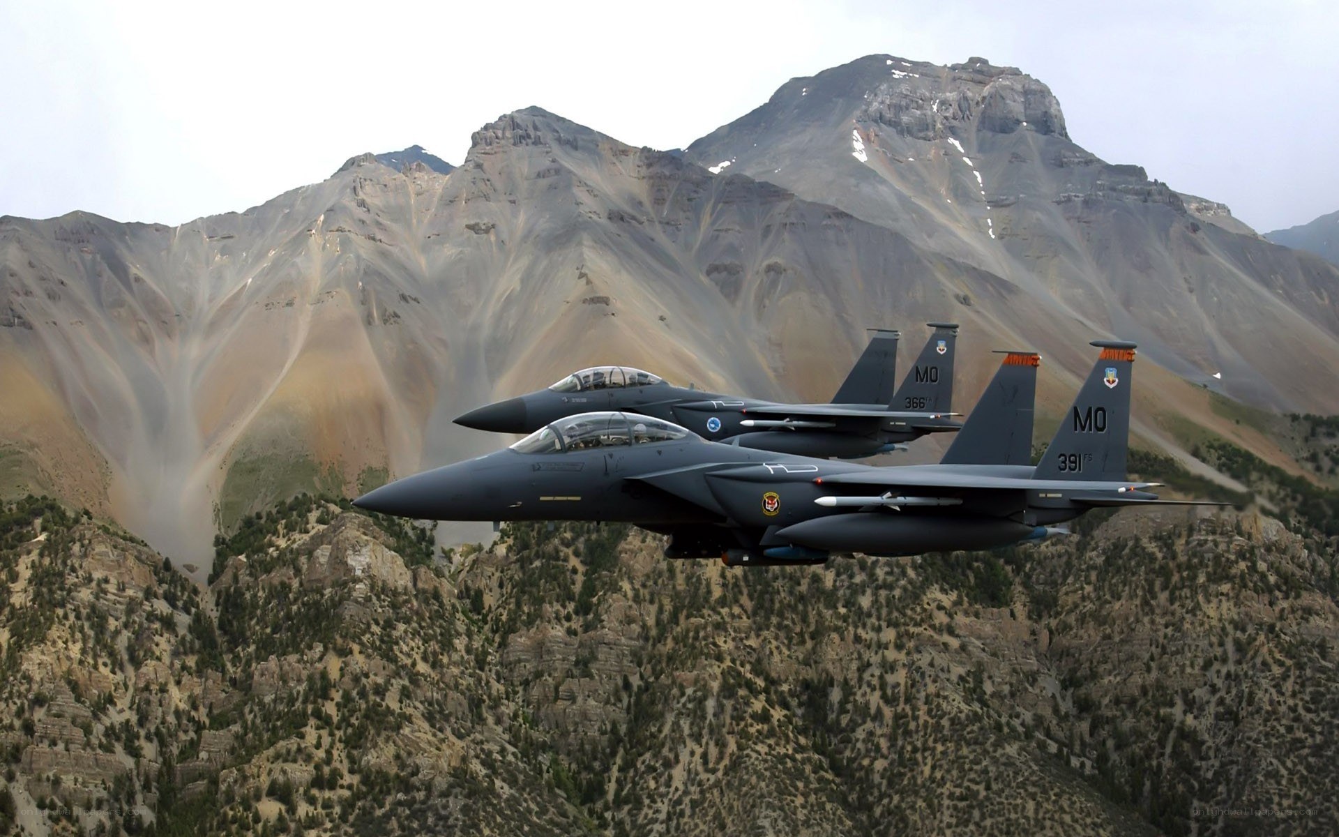 F-15 fighter jets in formation