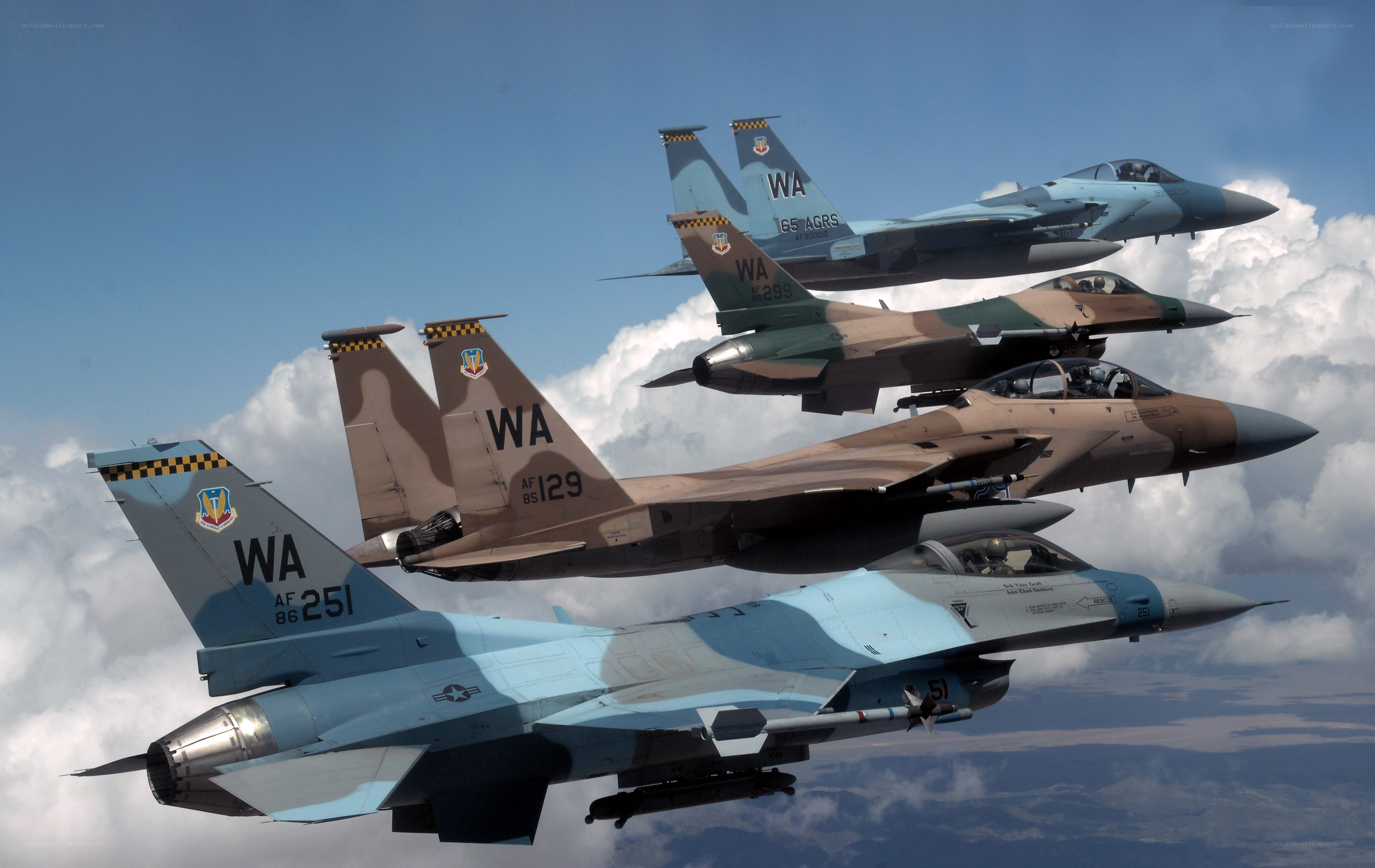 F-15 fighter jets in formation