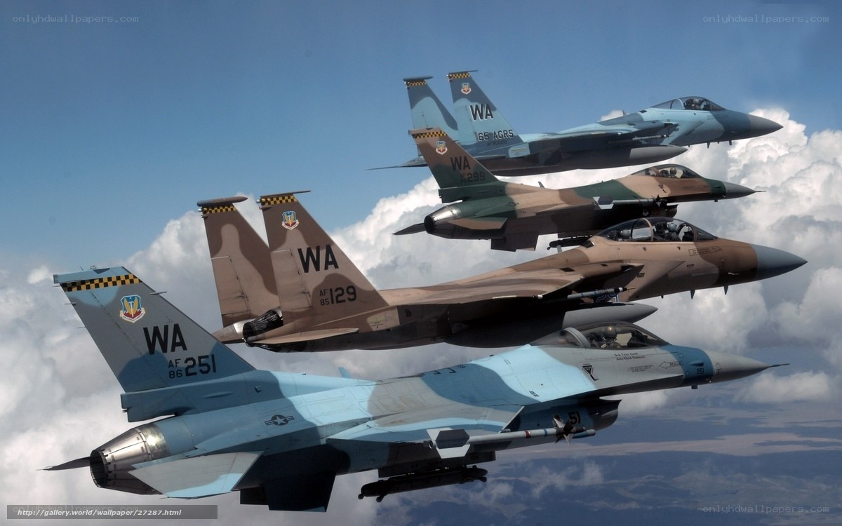 F-15 fighter jets in formation
