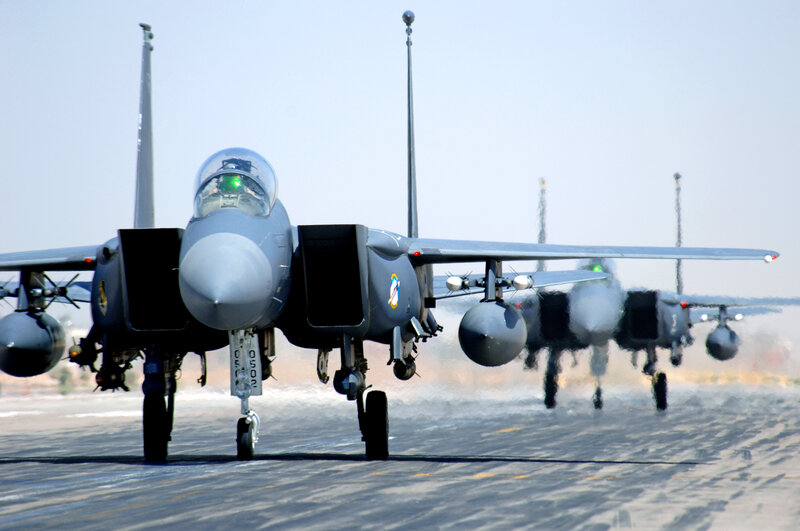 F-15 fighter jets on runway