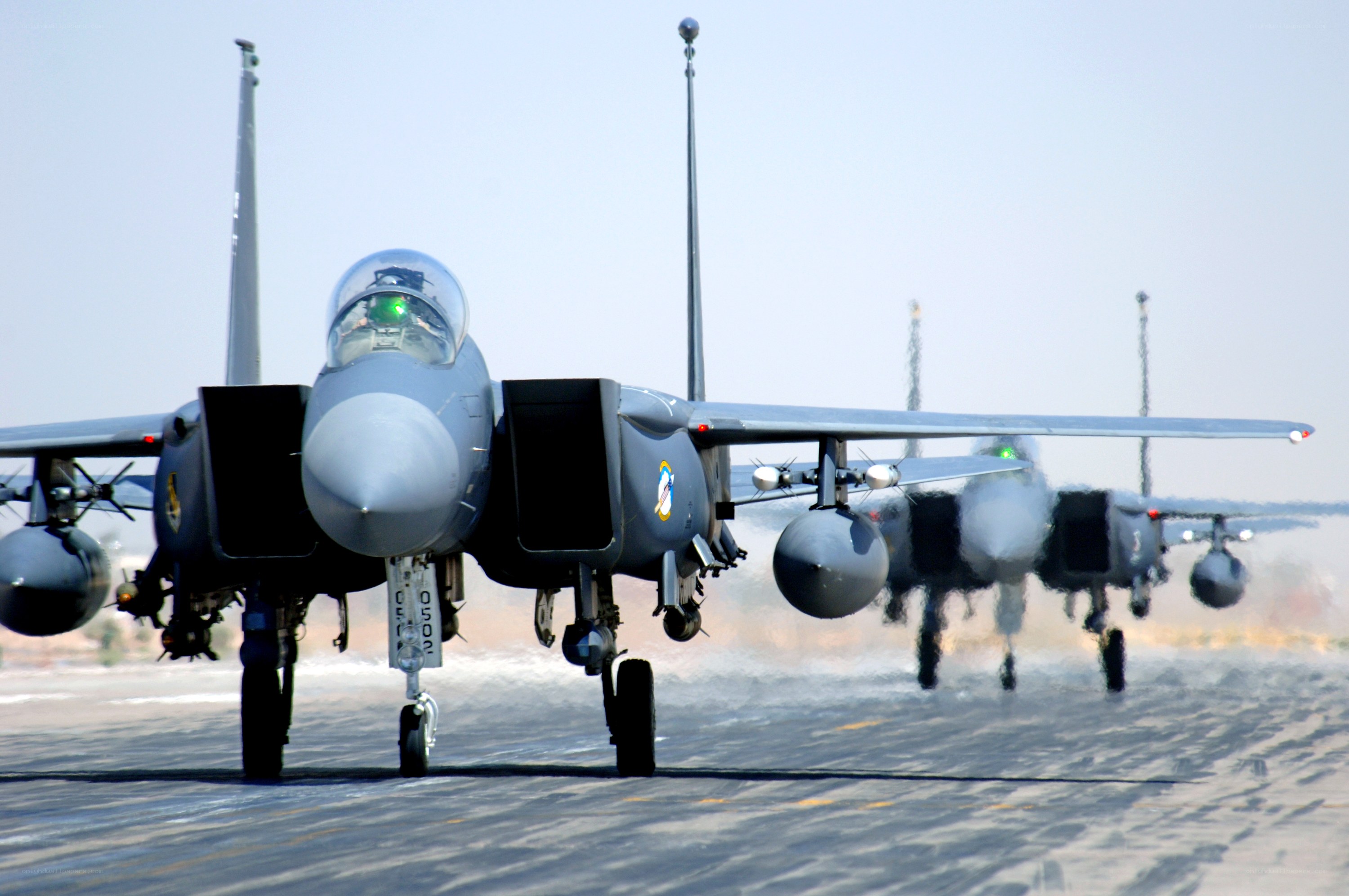 F-15 fighter jets on runway