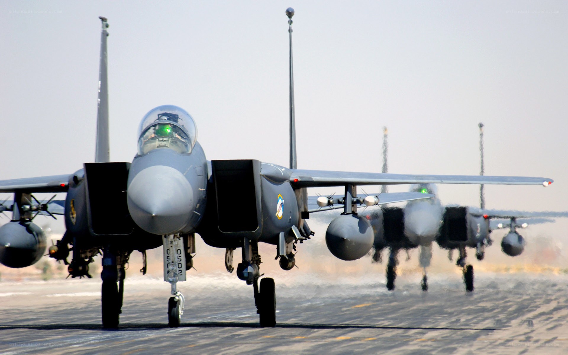 F-15 fighter jets on runway