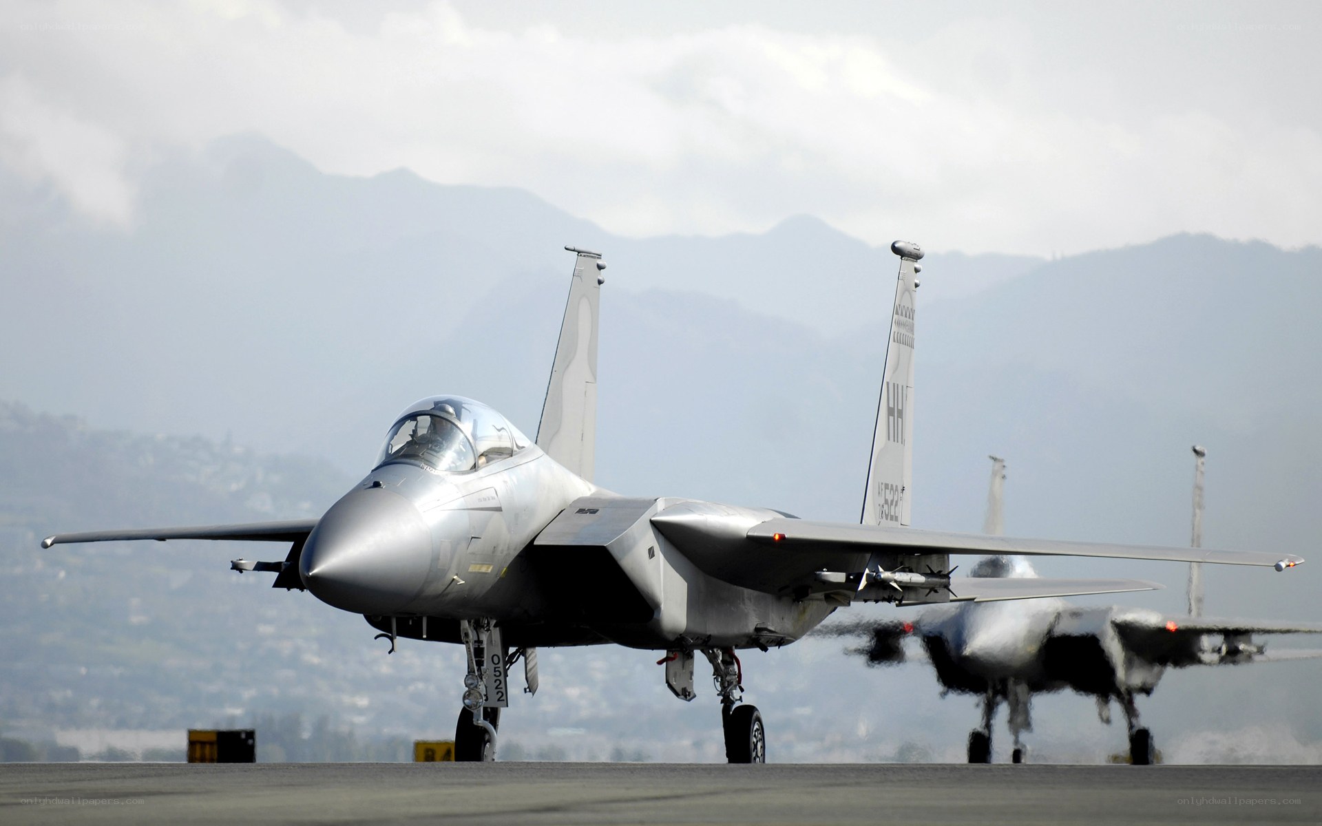 F-15 fighter jets on runway
