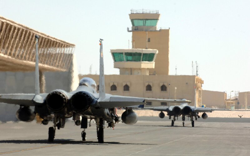 F-15 Fighter Jets on Tarmac — Gray