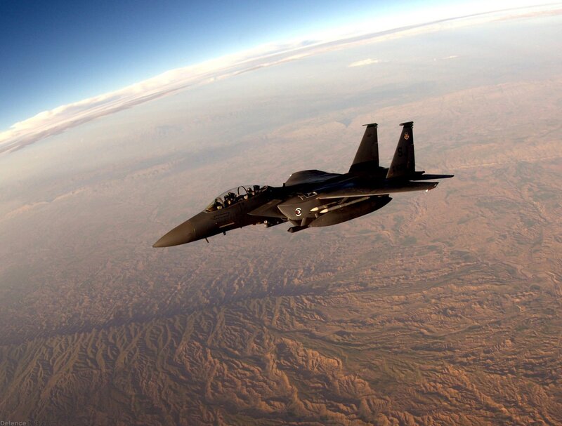F-15E Fighter Jet — Brown, Dramatic