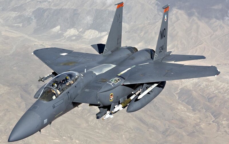 F-15E Fighter Jet — Gray, Aerial