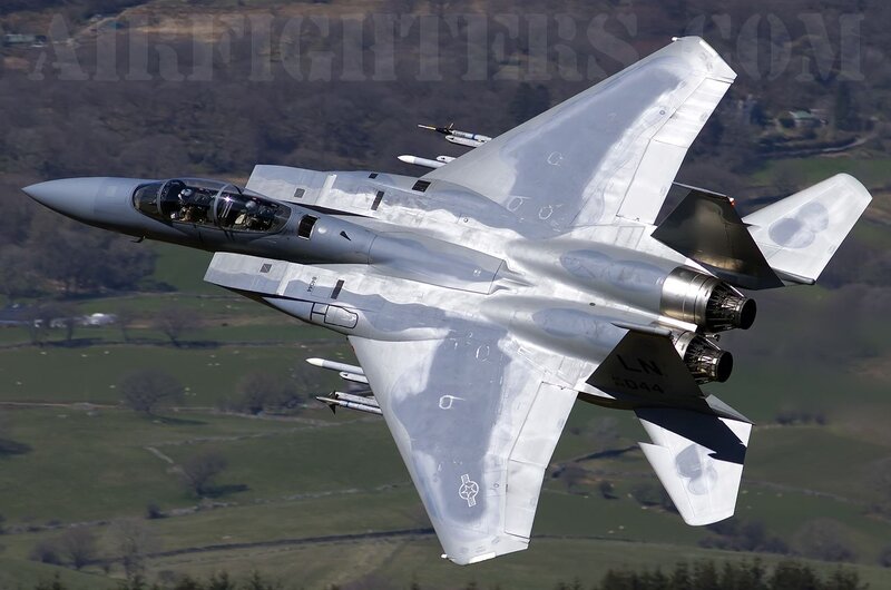 F-15E Fighter Jet — Gray, Dynamic, Afternoon, Photograph, Aircraft
