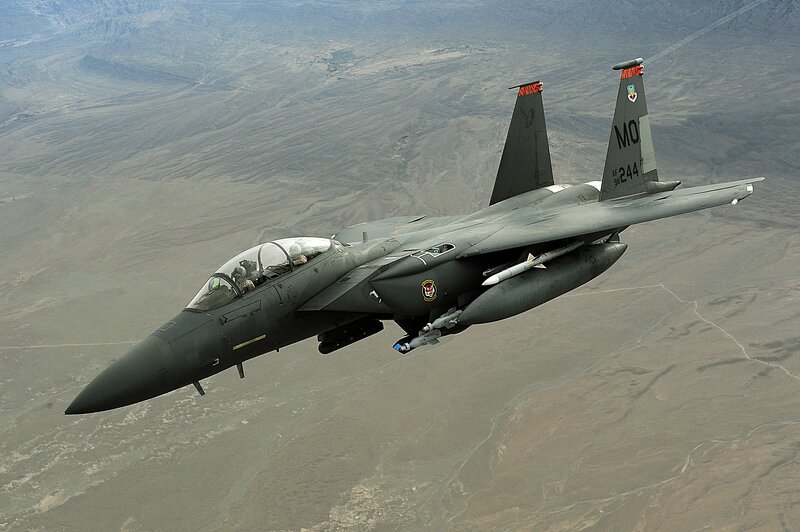F-15E fighter jet in flight