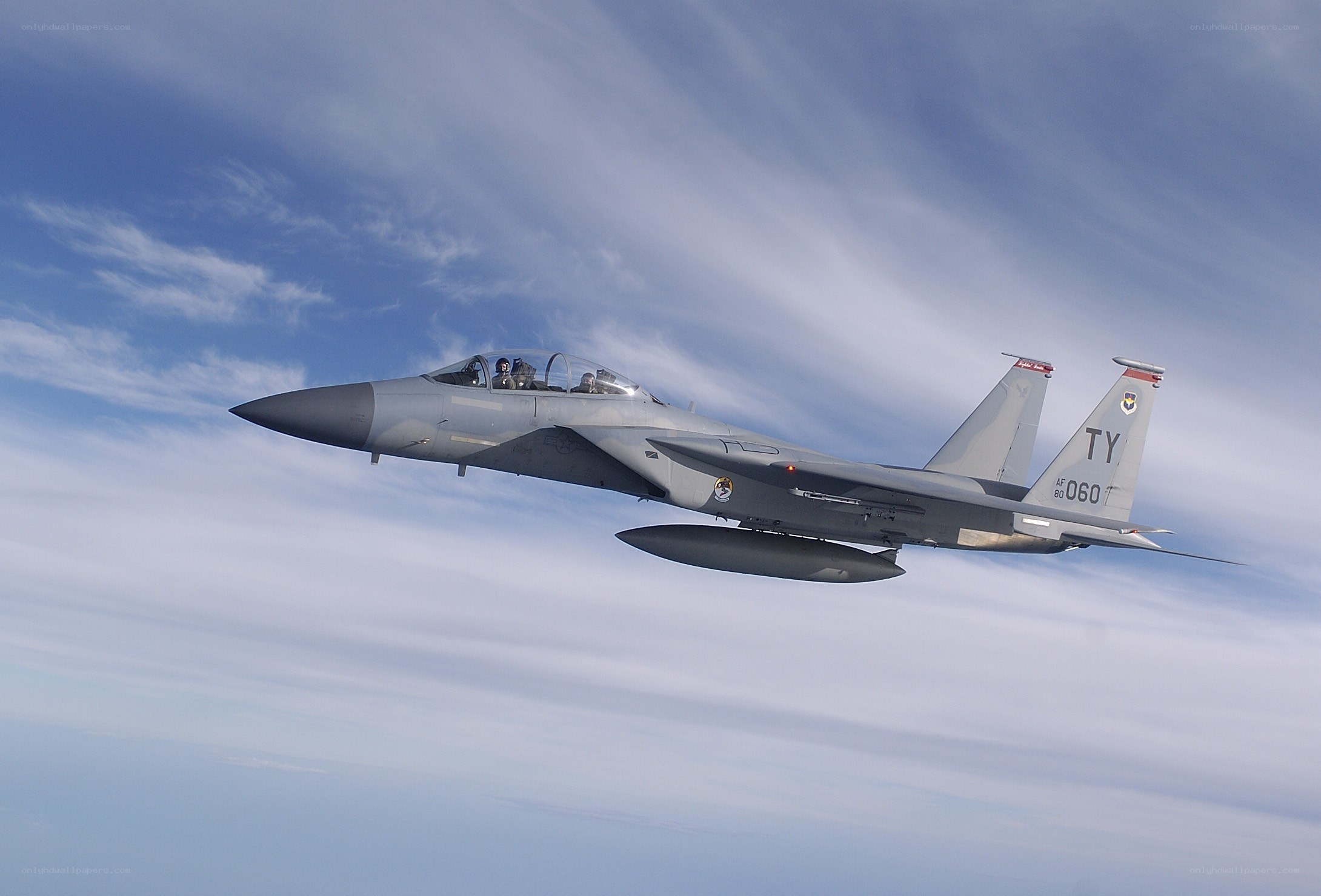 F-15E fighter jet in flight