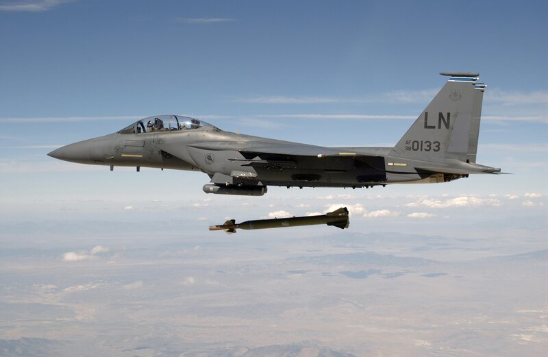 F-15E fighter jet in flight