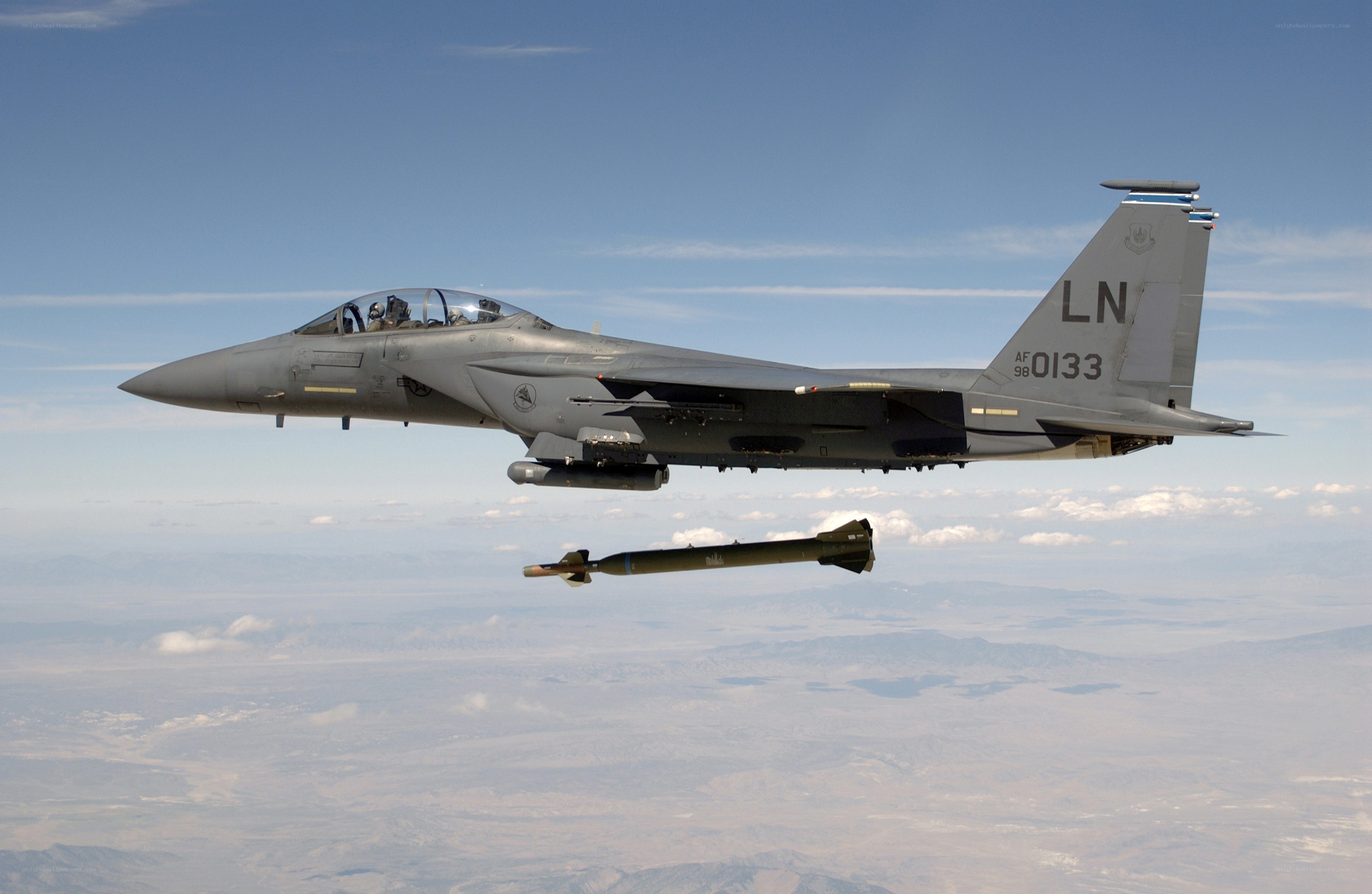 F-15E fighter jet in flight