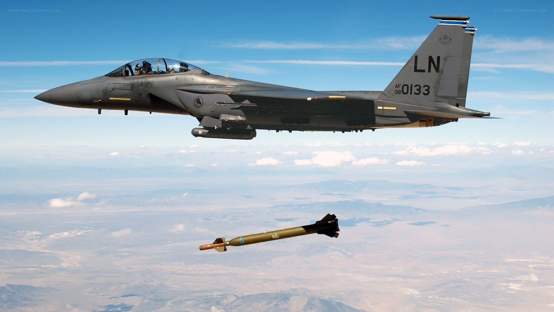 F-15E fighter jet in flight