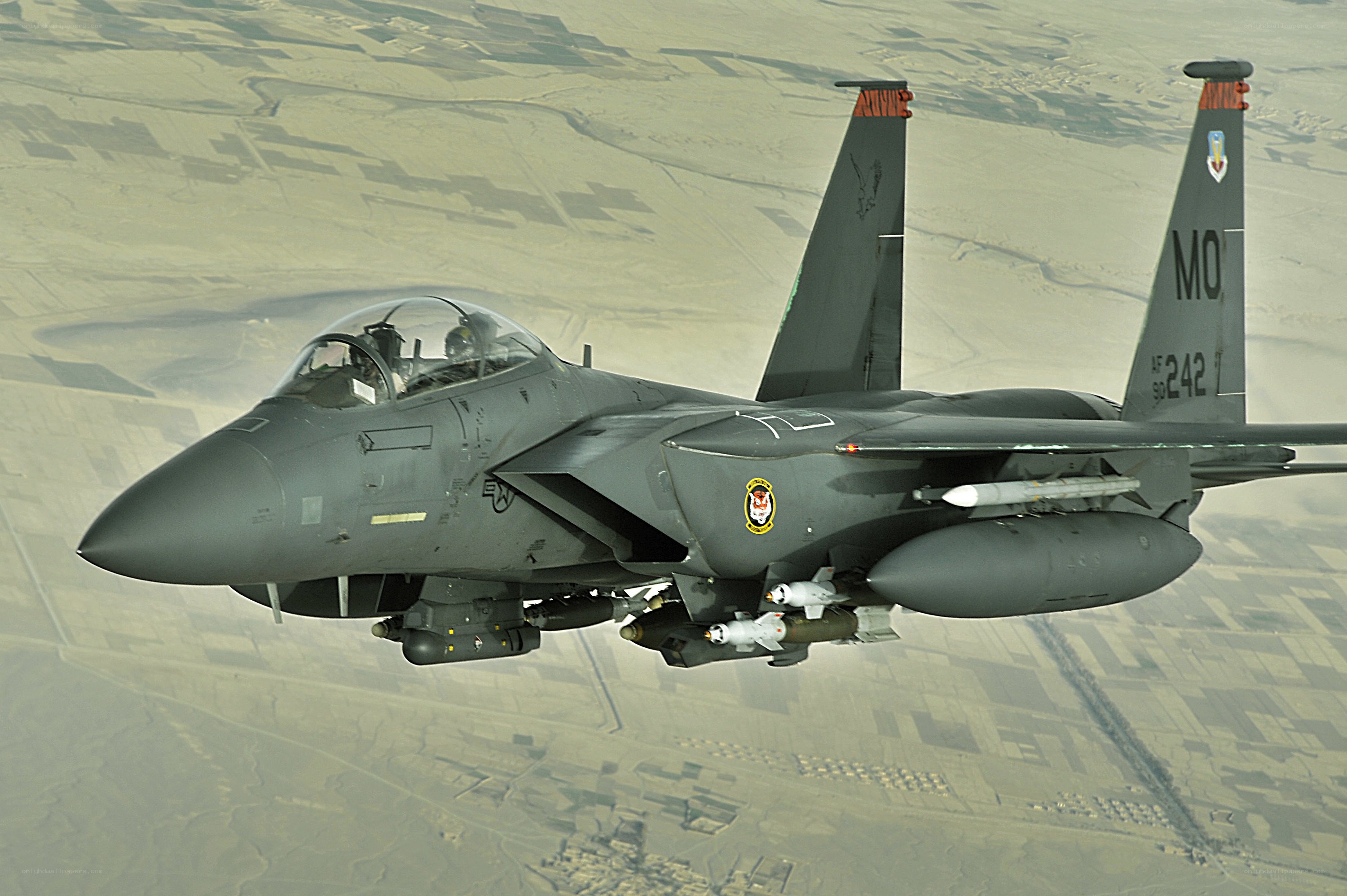 F-15E fighter jet in flight