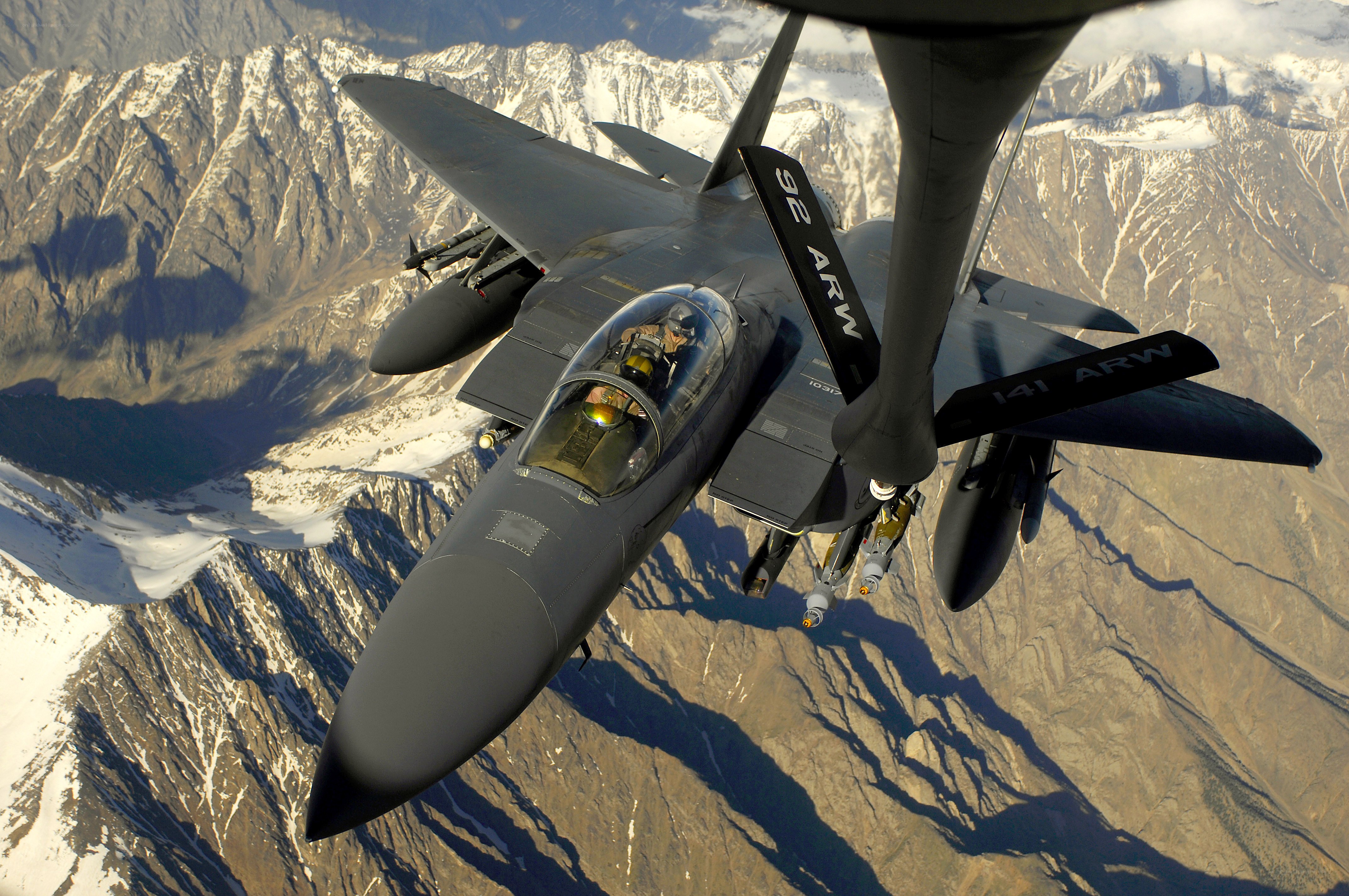 F-15E fighter jet in flight