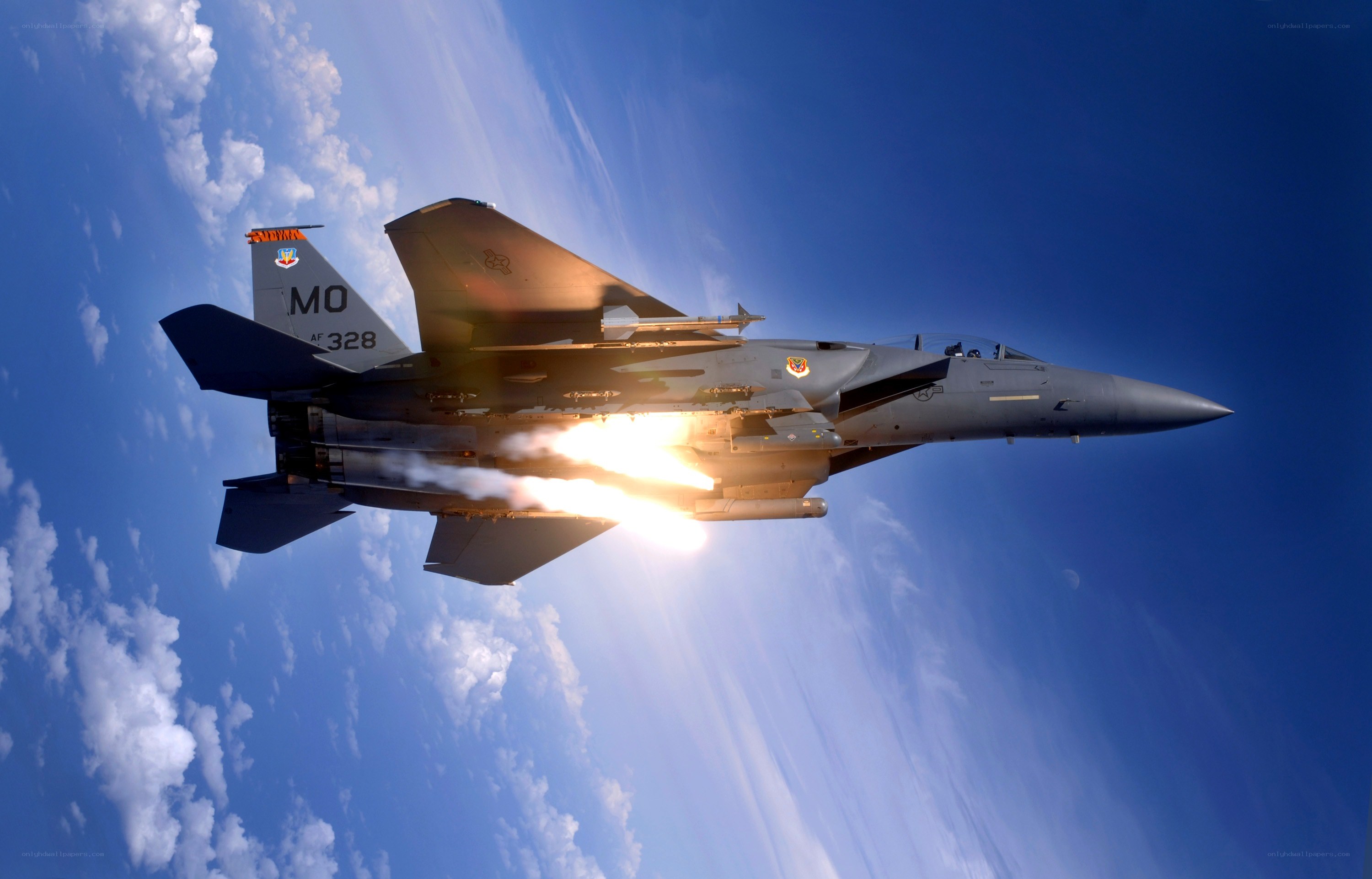 F-15E fighter jet in flight