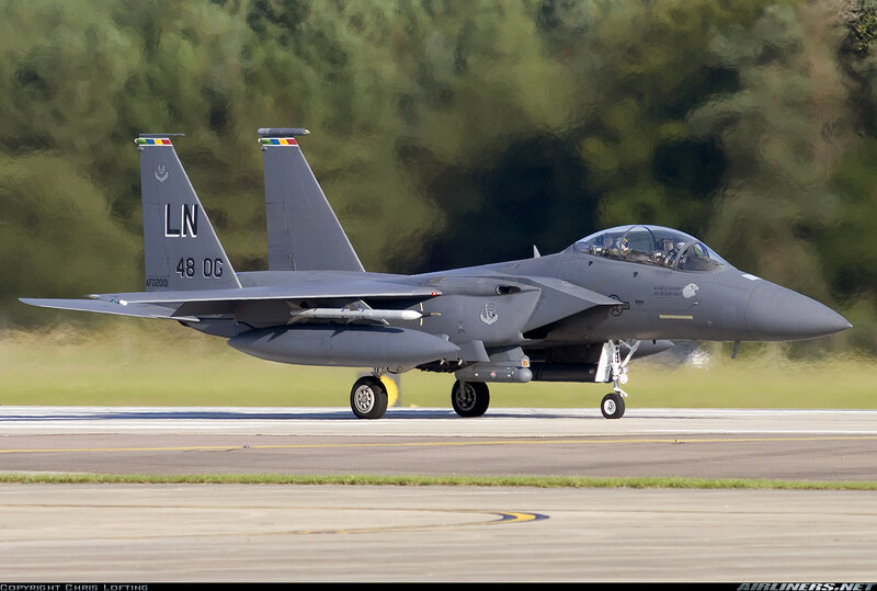 F-15E fighter jet on runway