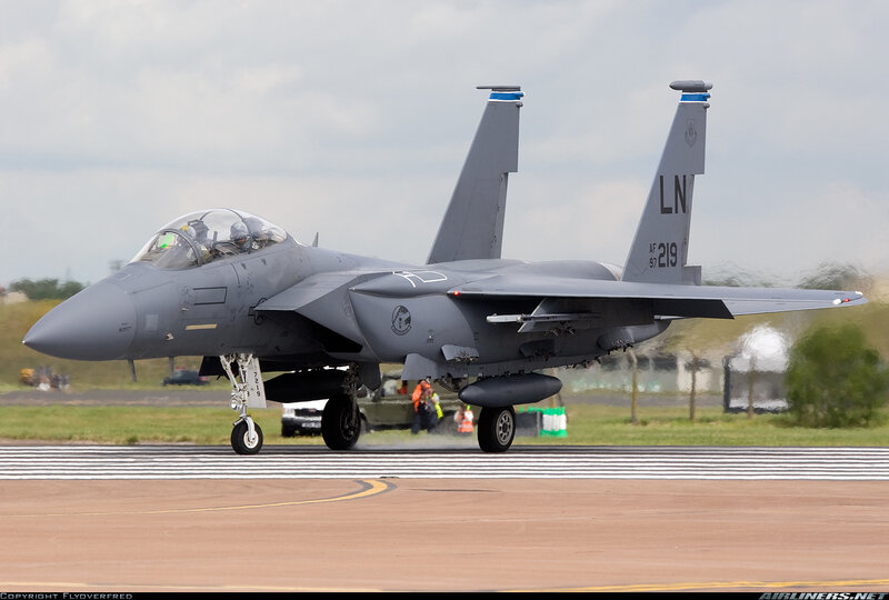 F-15E fighter jet on runway