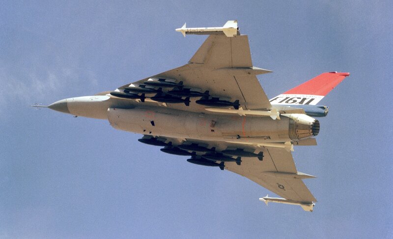 F-16 Fighter Jet — Blue, Aerial