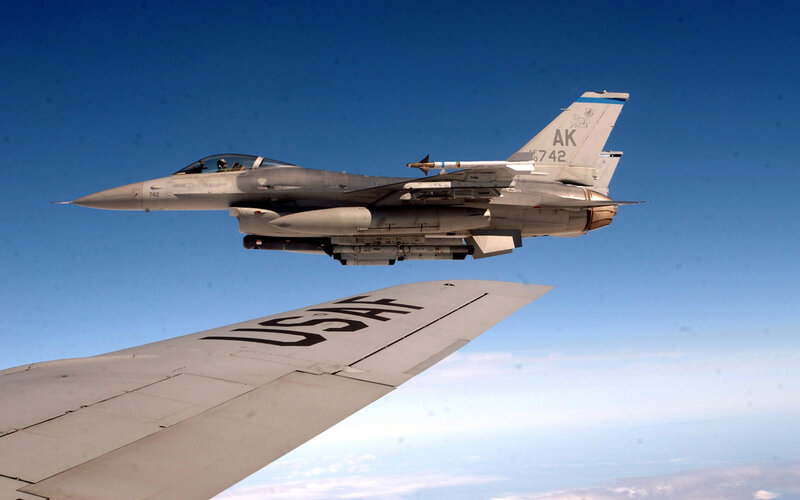 F-16 Fighter Jet — Blue, Clear
