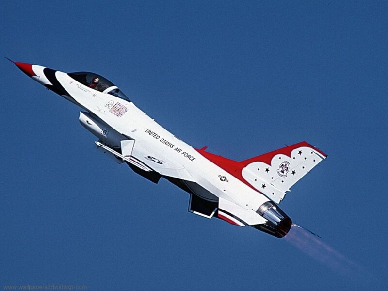 F-16 Fighter Jet — Blue, Dynamic, Afternoon, Photograph, Aircraft, Sky, Pilot, White