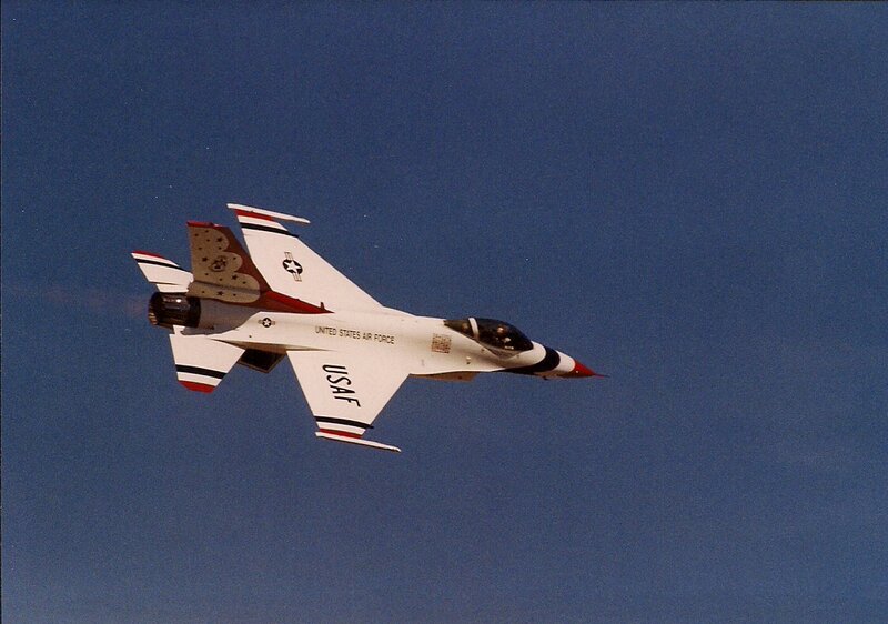 F-16 Fighter Jet — Blue, Dynamic, Photograph