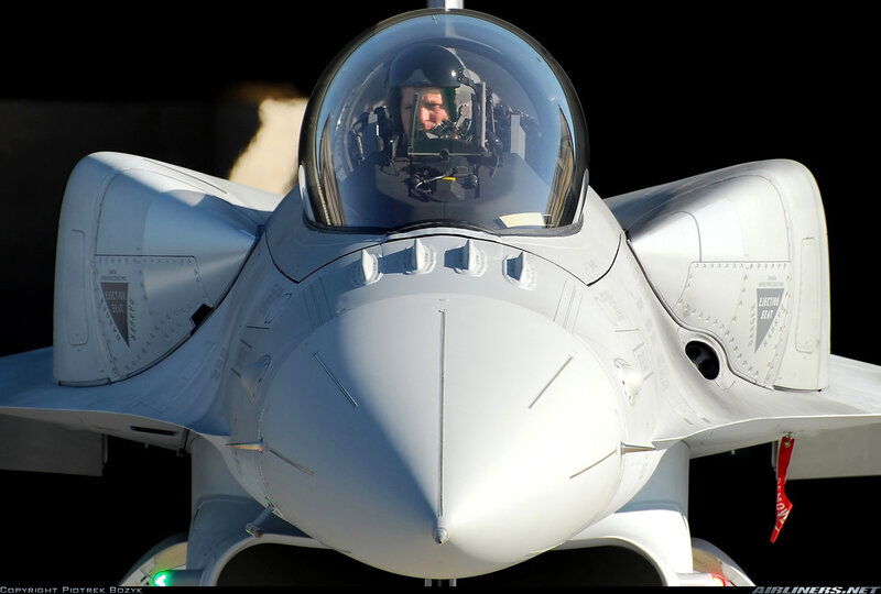 F-16 fighter jet cockpit view