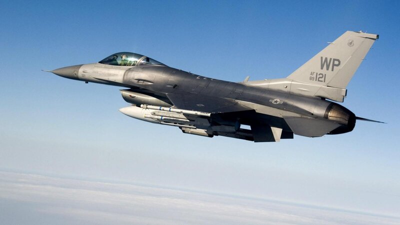 F-16 Fighter Jet — Gray, Calm, Photograph, Pilot
