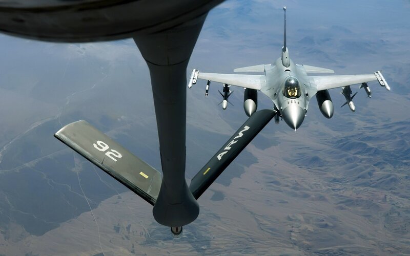 F-16 Fighter Jet — Gray, Dramatic, Afternoon, Photograph, Aircraft