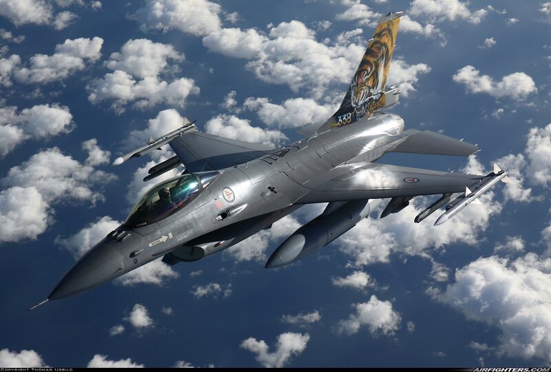 F-16 Fighter Jet — Gray, Dramatic, Afternoon, Photograph, Tiger Tail Art