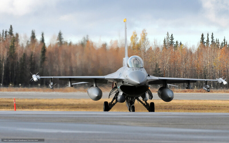 F-16 Fighter Jet — Gray, Dramatic, Autumn, Photograph, Runway