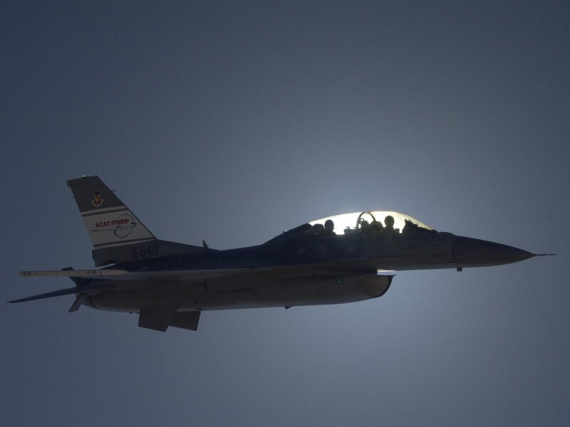F-16 Fighter Jet — Gray, Dramatic, Night, Photograph, Pilot