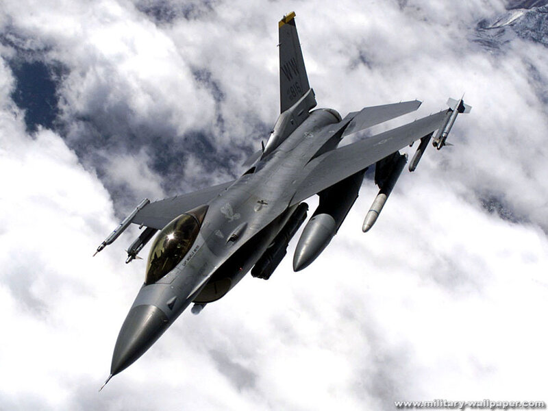 F-16 Fighter Jet — Gray, Dramatic, Photograph, Clouds