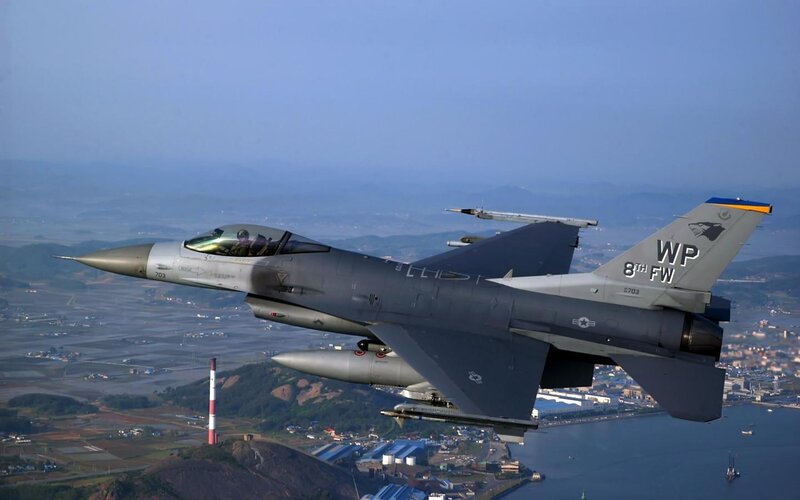 F-16 Fighter Jet — Gray, Dynamic, Afternoon, Photograph, Pilot, Missile, Mountain