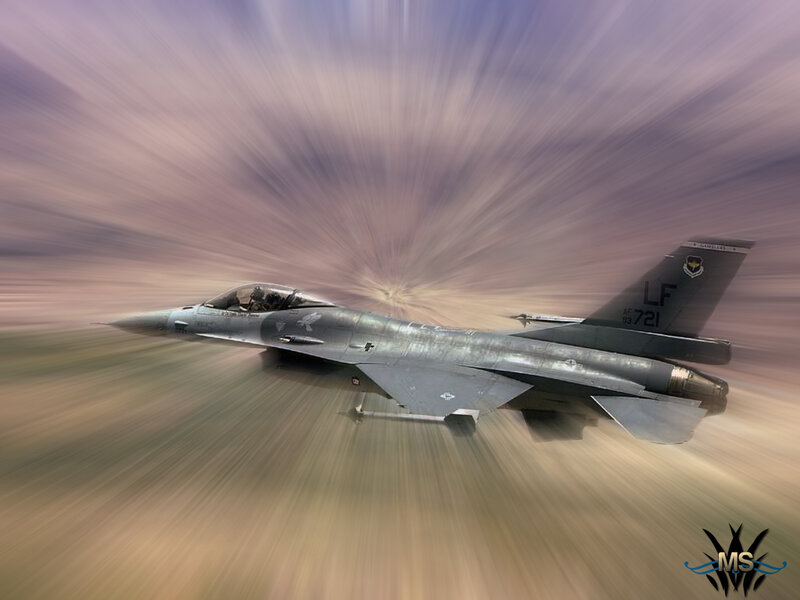 F-16 Fighter Jet — Gray, Dynamic, Photograph, Sky