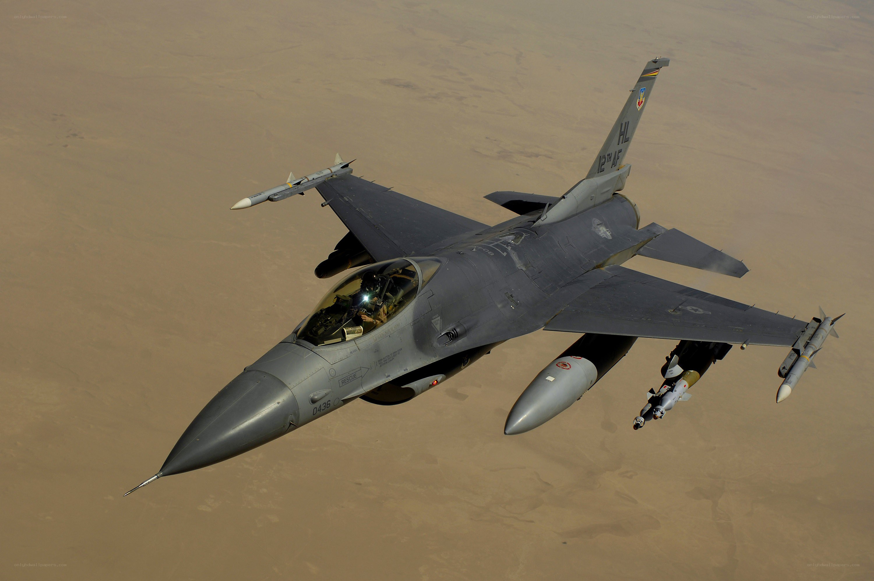 F-16 fighter jet in flight