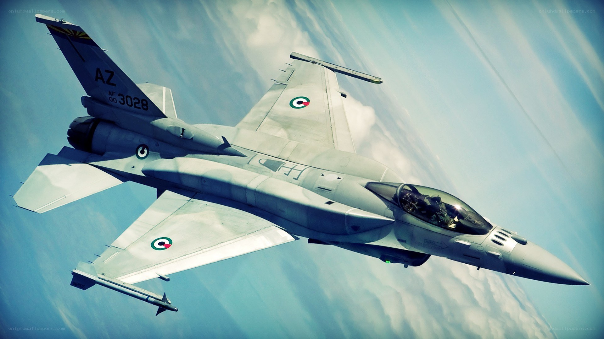 F-16 fighter jet in flight
