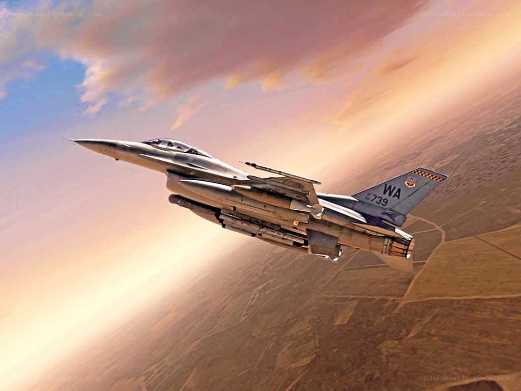 F-16 fighter jet in flight