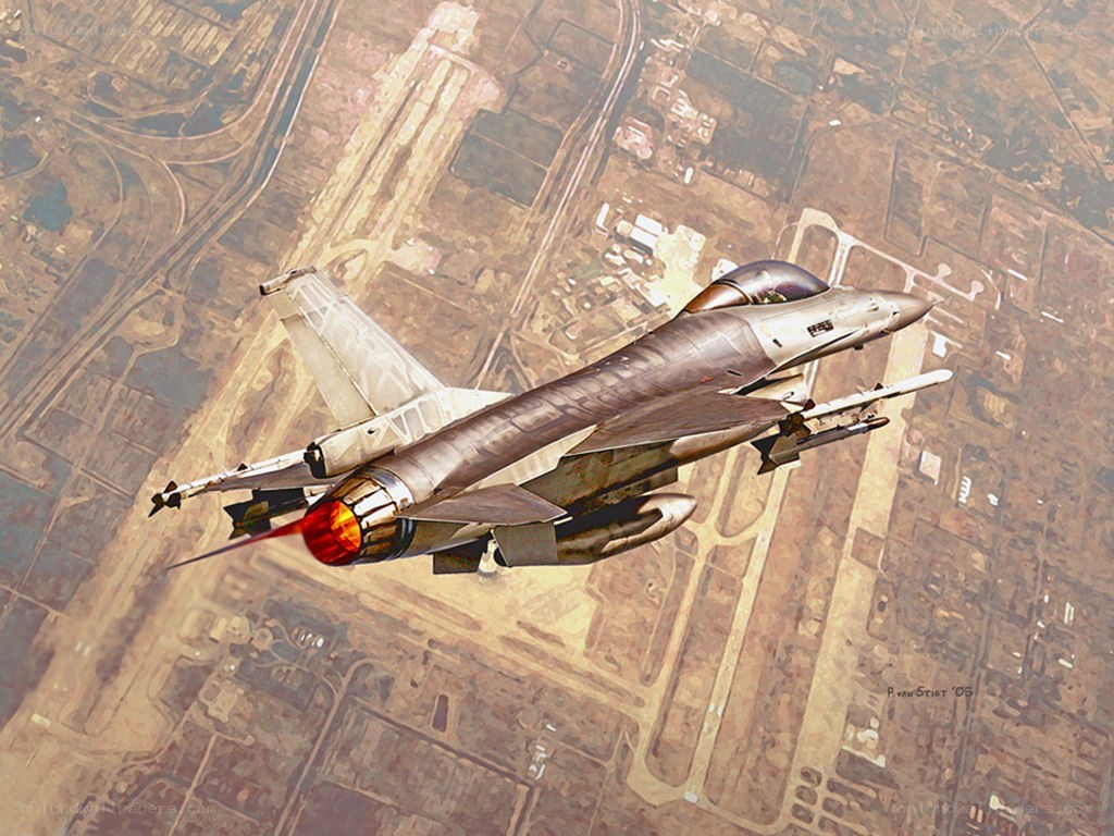 F-16 fighter jet in flight