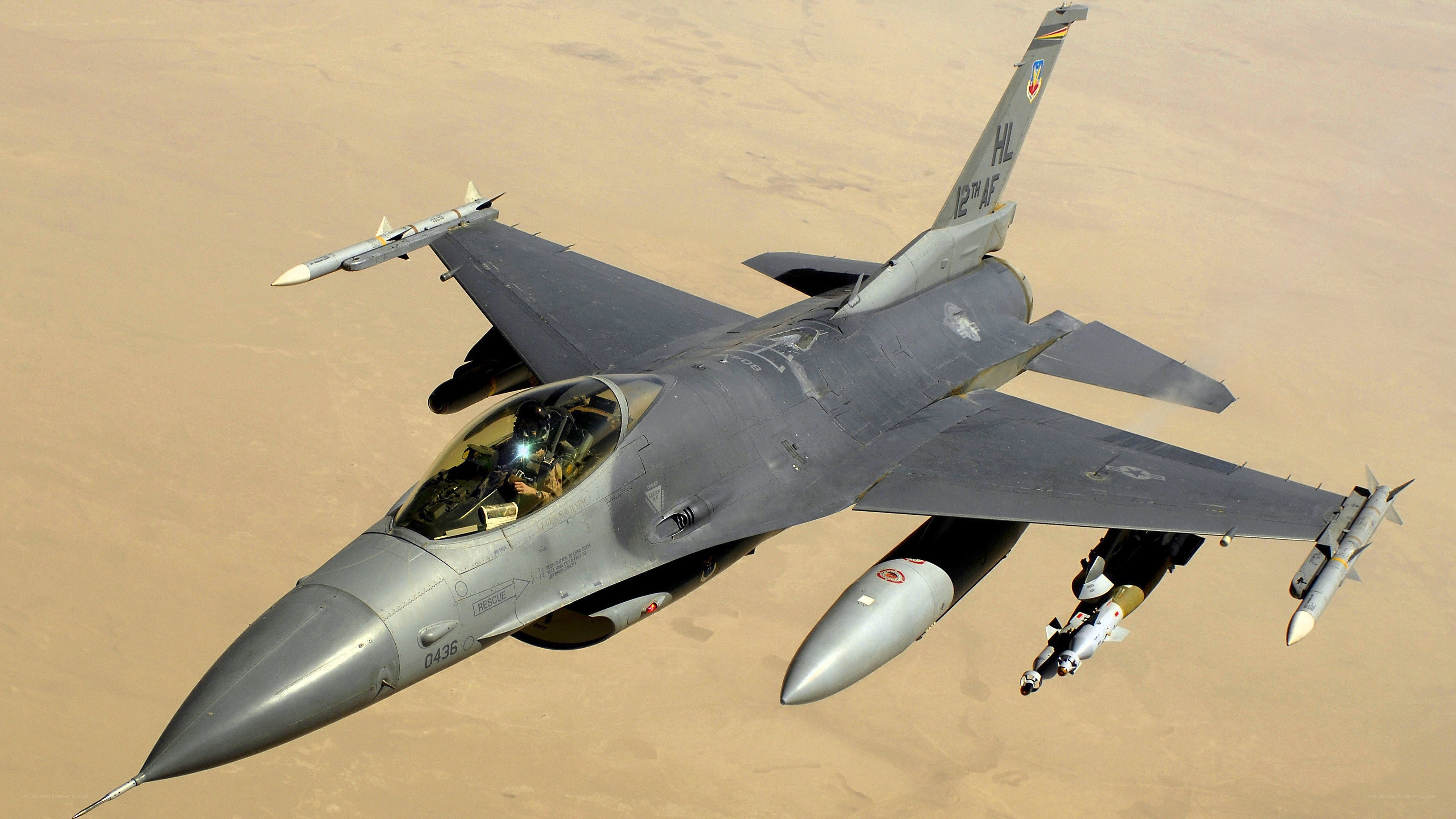 F-16 fighter jet in flight