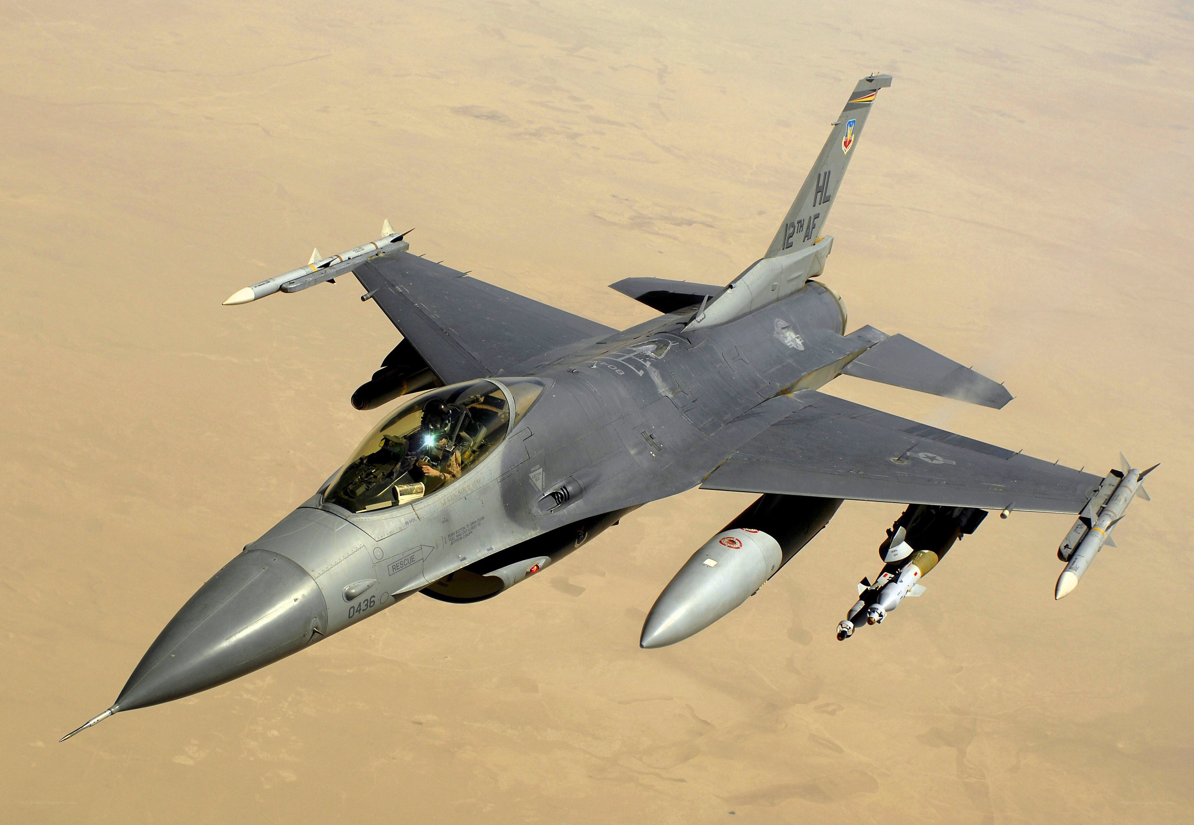 F-16 fighter jet in flight