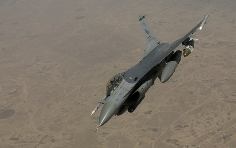 F-16 fighter jet in flight