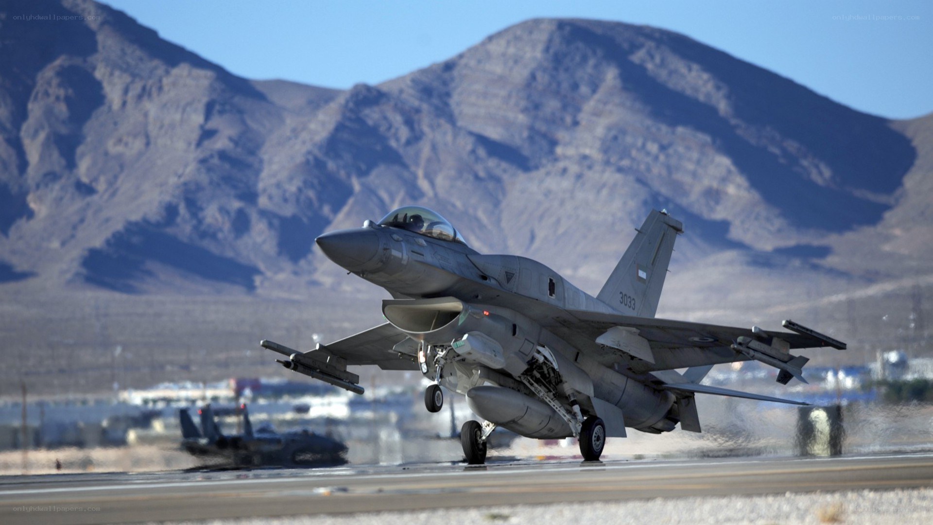 F-16 fighter jet on runway