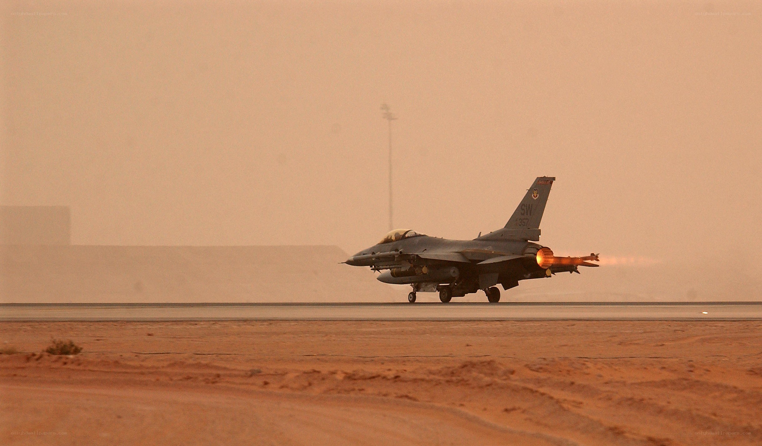 F-16 fighter jet on runway