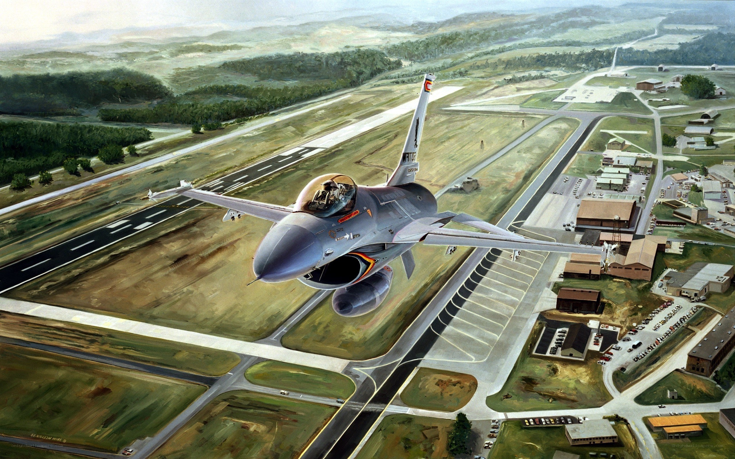 F-16 fighter jet taking off