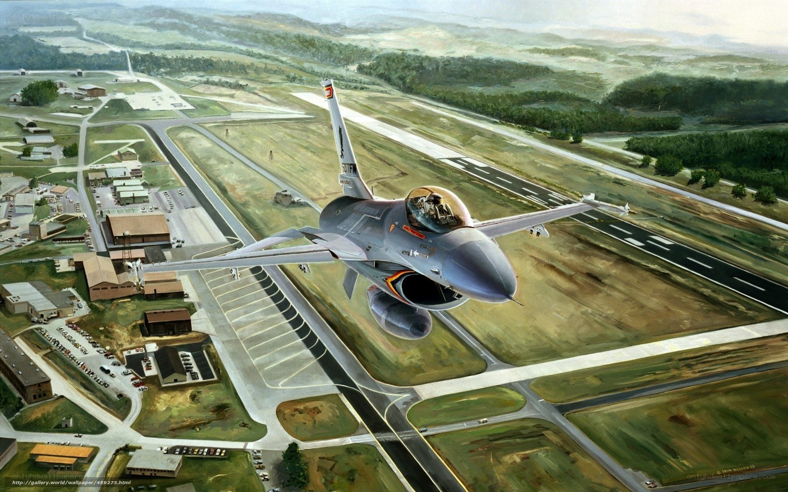 F-16 fighter jet taking off