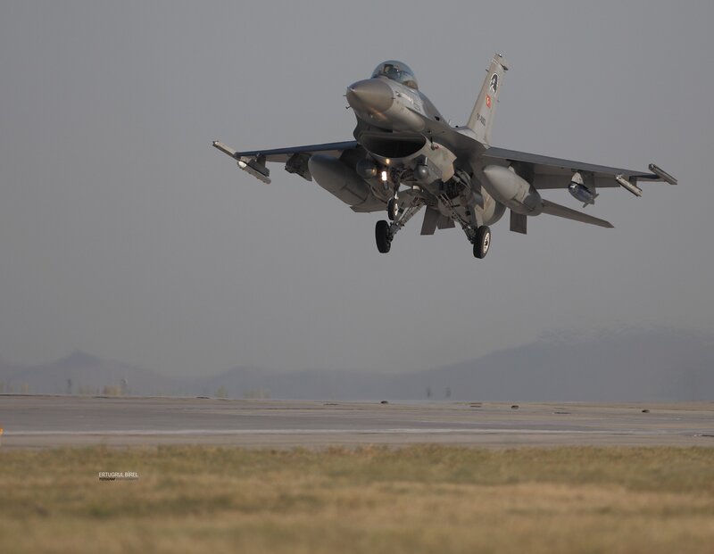 F-16 Fighter Jet Taking Off — Gray, Dramatic, Afternoon