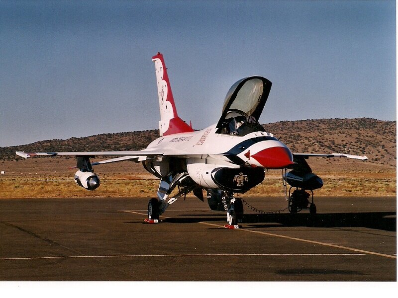 F-16 Fighter Jet — White, Dramatic, Afternoon